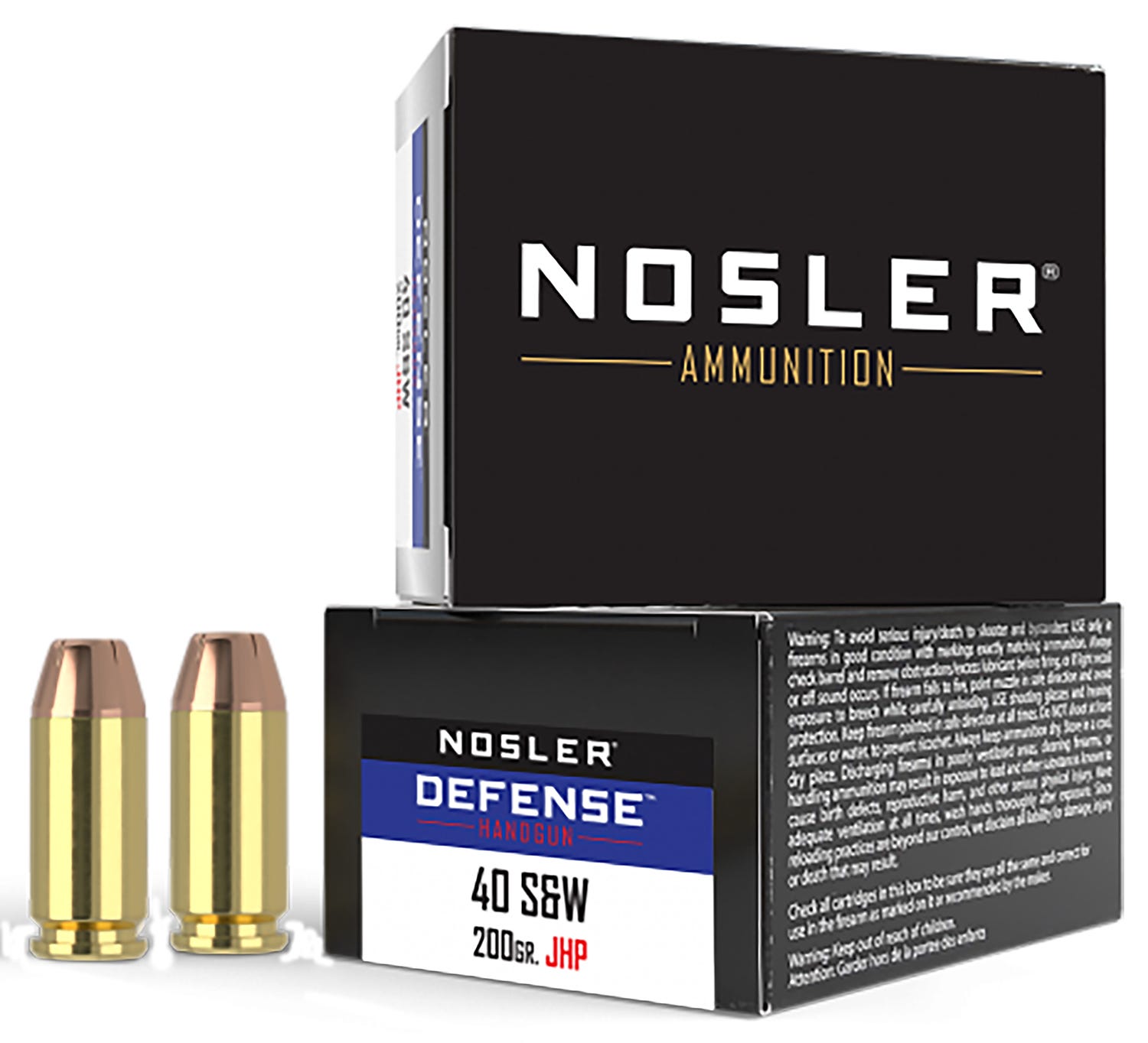 Nosler Defense .40 S&W 200-Grain 20-Rounds Brass Casings Bonded Performance JHP Projectiles