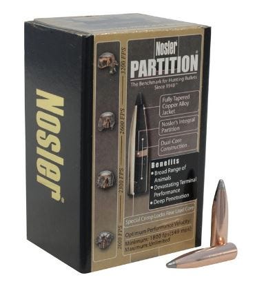 Nosler Partition Spitzer Bullets 270 Caliber (277 Diameter) 150 Grain Box of 50