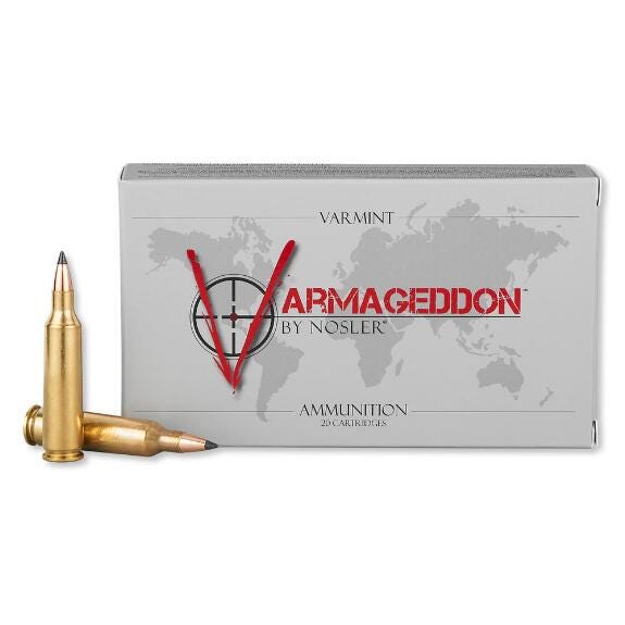 Nosler Varmageddon Tipped Flat Base 55 Grain Brass .22-250 Rem 20Rds