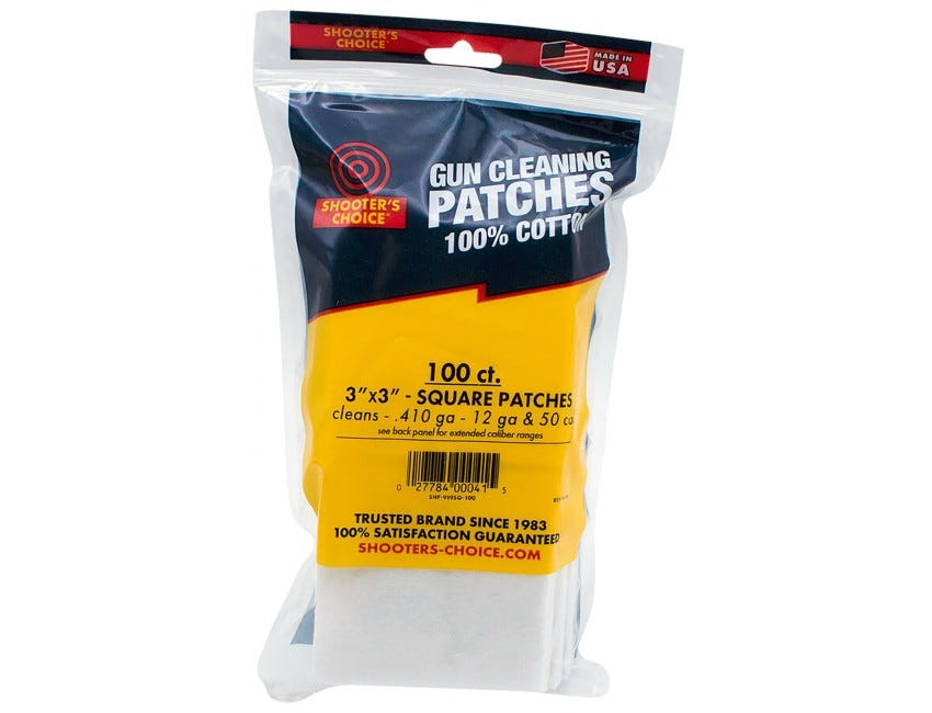 Otis Shooters Choice Cleaning Patches .50 Cal/Multi-Gauge 3" Cotton 100 Count