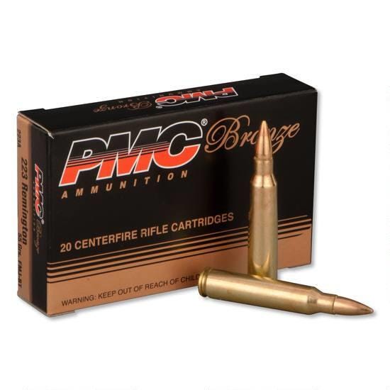 PMC Bronze Brass .223 Rem 55-Grain 20-Rounds Brass Casings FMJ Boat Tail