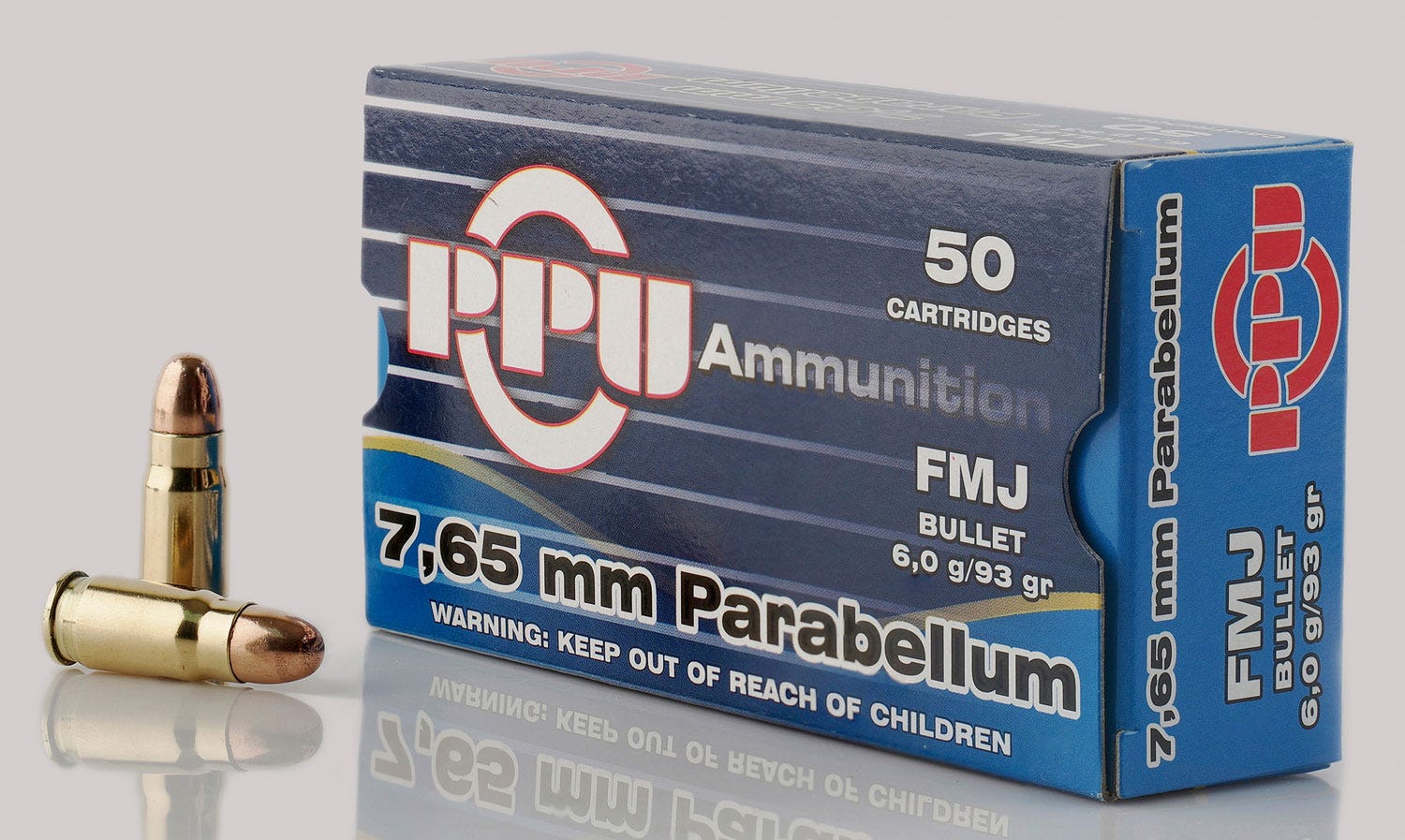 PPU PPH765P Handgun 93 Grain 7.65 Parabellum 50 Rounds Full Metal Jacket