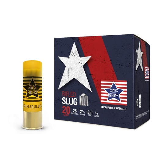 PPU Stars & Stripes Rifled Slug 20 Gauge 2-3/4'' Slug 3/4oz 25-Count