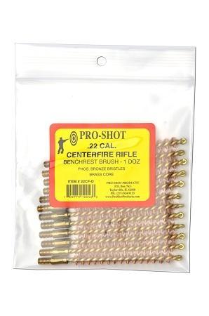 Pro-Shot Bronze Rifle Cleaning Brushes .22 Caliber 12-Pack (8/32 Thread)