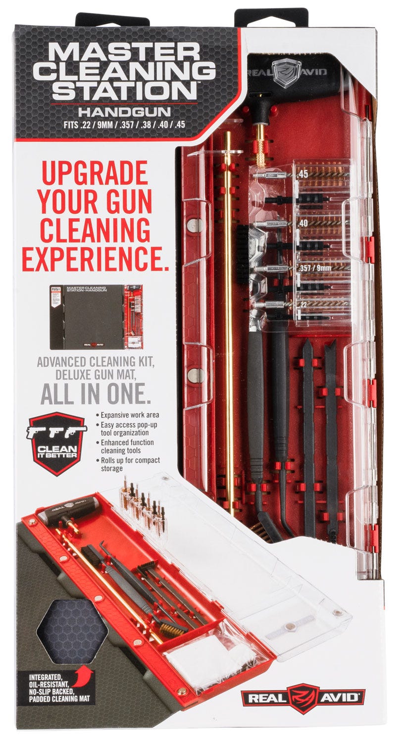 Real Avid Master Cleaning Station Pistol Red / Black for .22/9mm/.357/.38/.40/.45 Cal