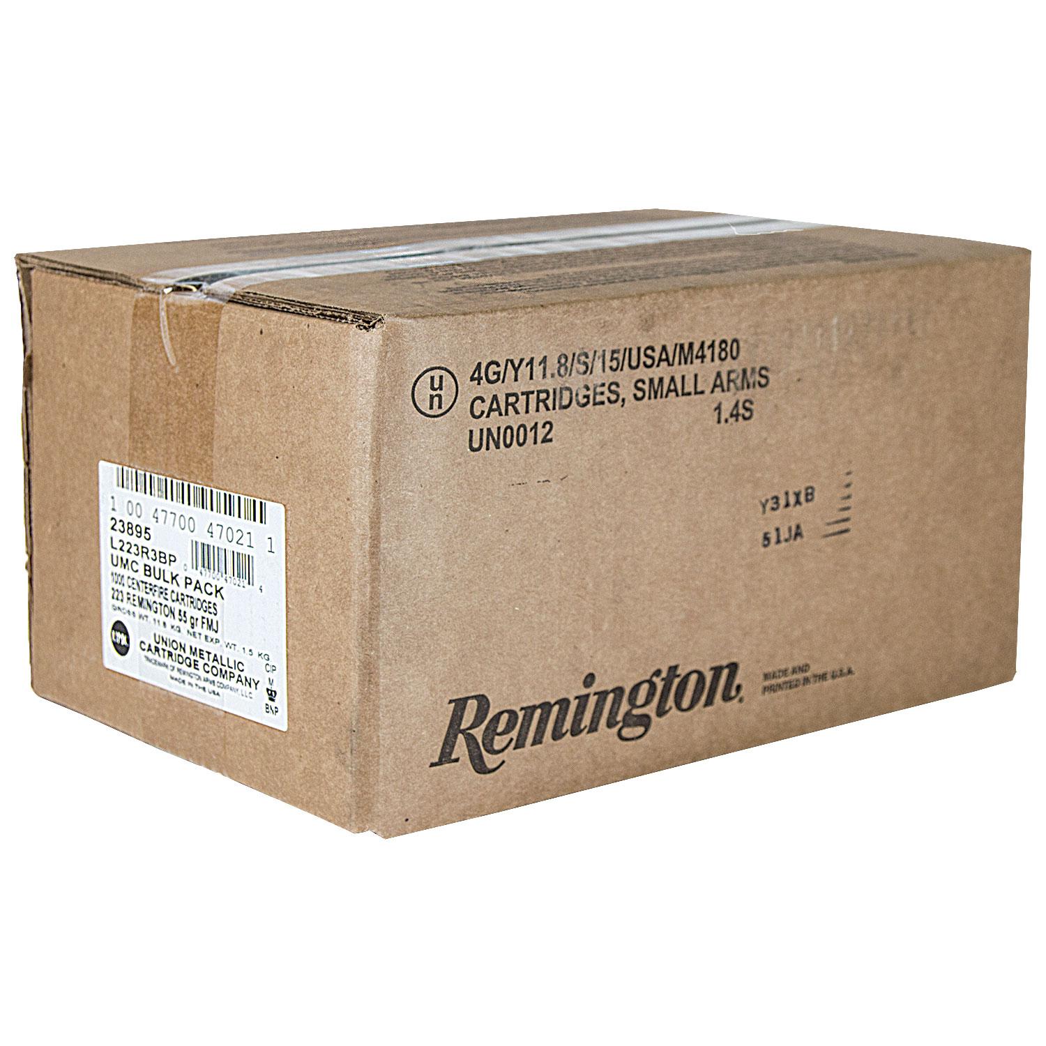 Remington UMC Bulk Rifle Ammo Brass .223 Rem 55-Grain 1000-Rounds FMJ