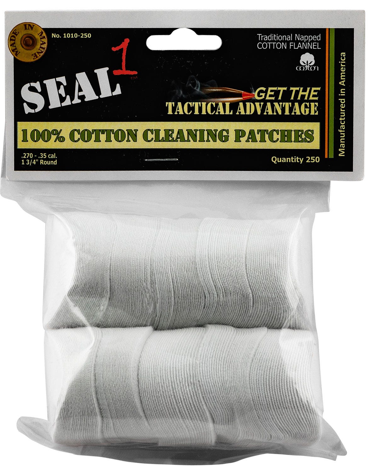 Seal 1 Cleaning Patches White .35 Caliber 250-Pack