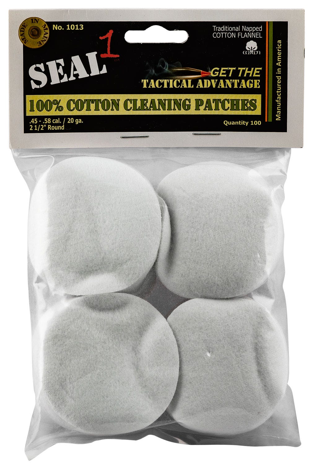 Seal 1 Cleaning Patches White .58 Caliber 100 Per Pack