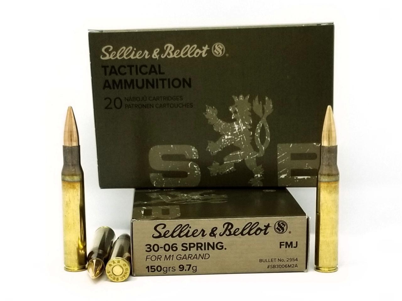Sellier and Bellot Tactical Ammunition Brass .30-06 150 Grain 20-Rounds FMJ for M1 Garand