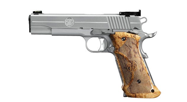 Sig Sauer 1911 Stainless Super Target 45ACP 5-Inch 8rd Wood Grips