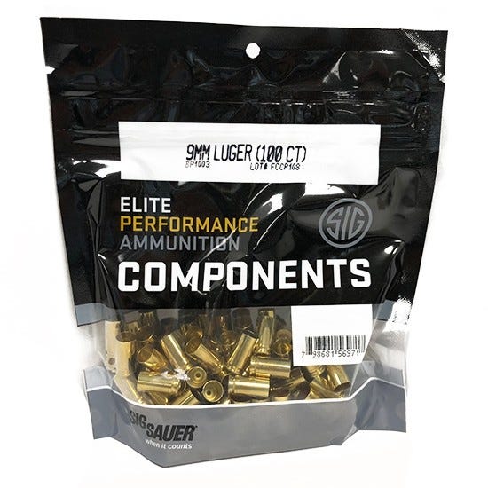 Sig Sauer Component Brass 9mm 100-Count Unprimed