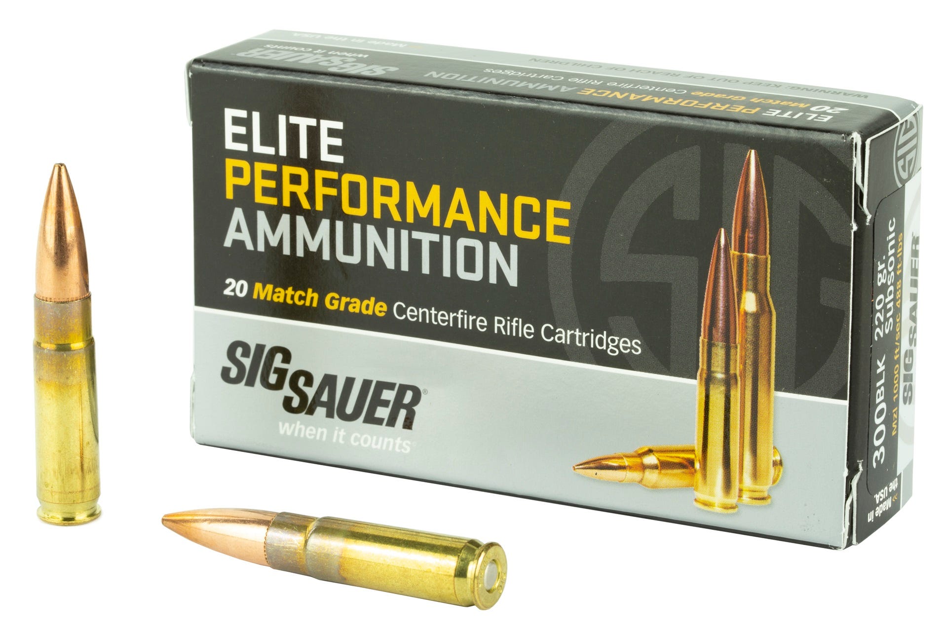 Sig Sauer Elite Performance .300 AAC Blackout 220-Grain 20 Rounds Subsonic