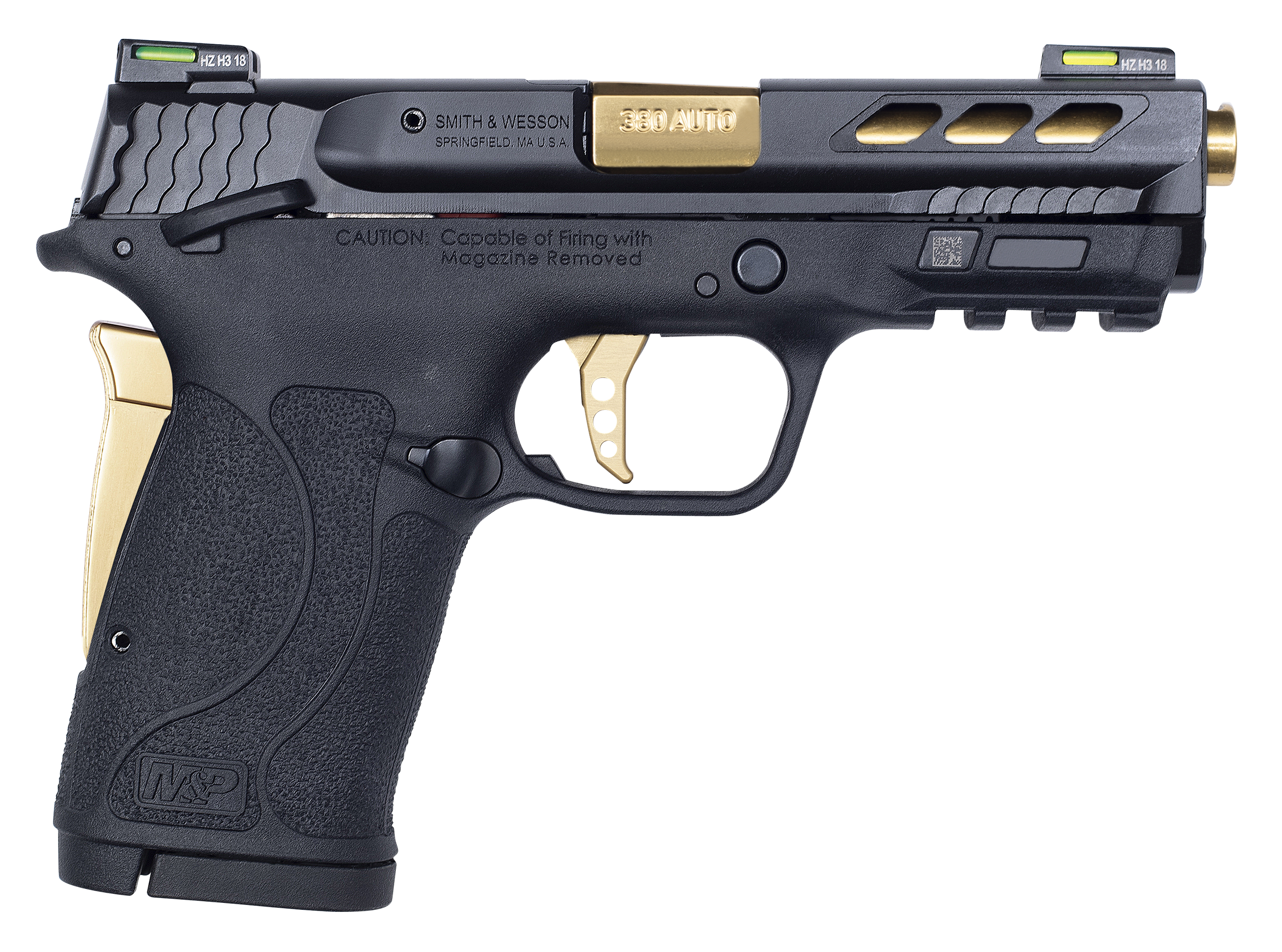 Smith and Wesson M&P380 Shield EZ Performance Center Gold .380 ACP 3.8" Barrel 8-Rounds