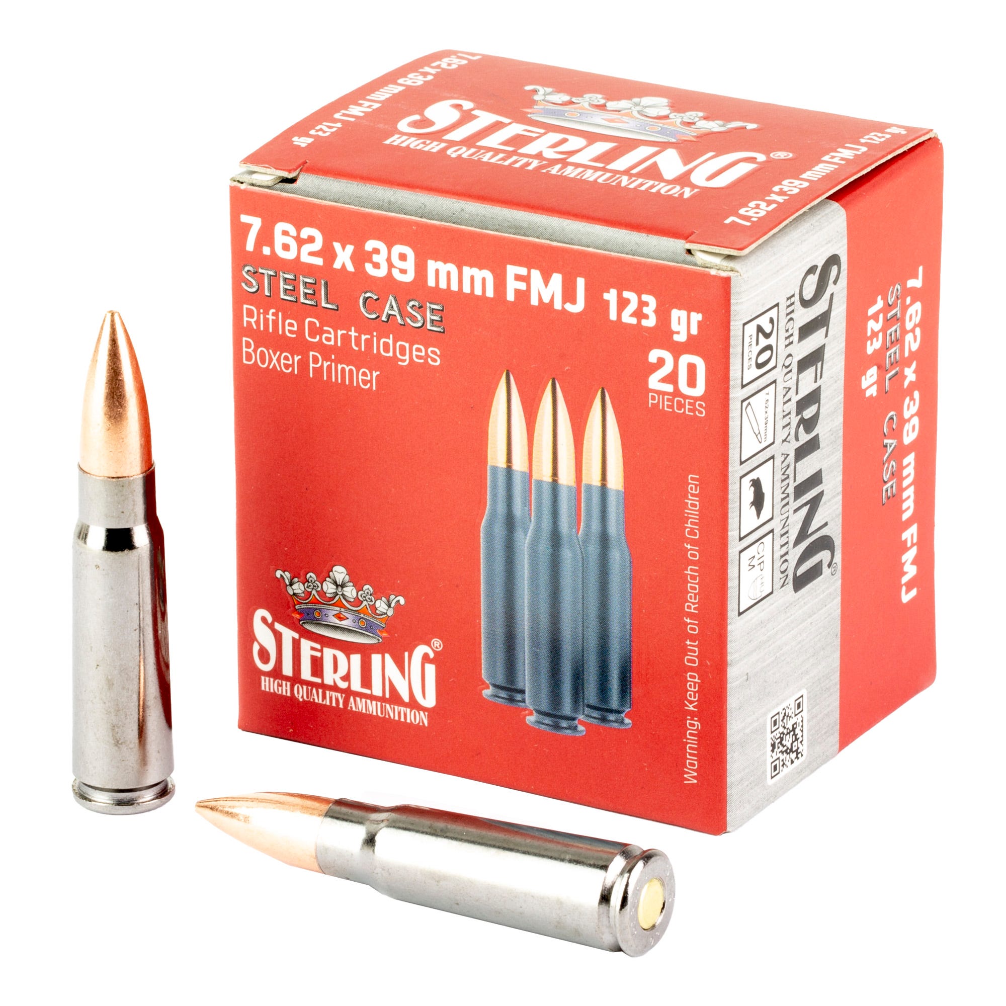 Sterling Steel Case Select Steel 7.62 X 39 123 Grain 20-Rounds FMJ