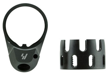 Strike Industries AR Enhanced Castle Nut and Extended Plate Black Steel