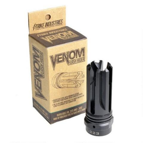 Strike Industries Black AR-15 Venom Flash Hider Muzzle Device .223 Rem/5.56 NATO Threaded