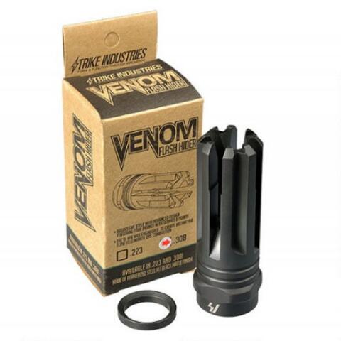 Strike Industries Venom .308 AR Flash Hiding Muzzle Device .308 Win/7.62 NATO Threaded 5/8"x24 Steel Matte Black