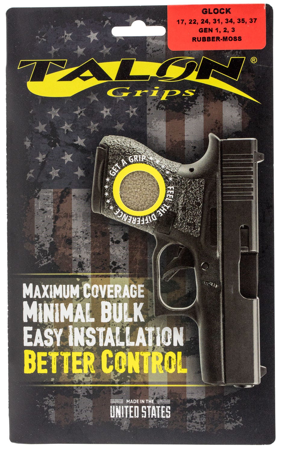 TALON Grips Inc Adhesive Grip Moss Green for Glock 17, 22, 24, 31, 34, 35, & 37 Gen 3