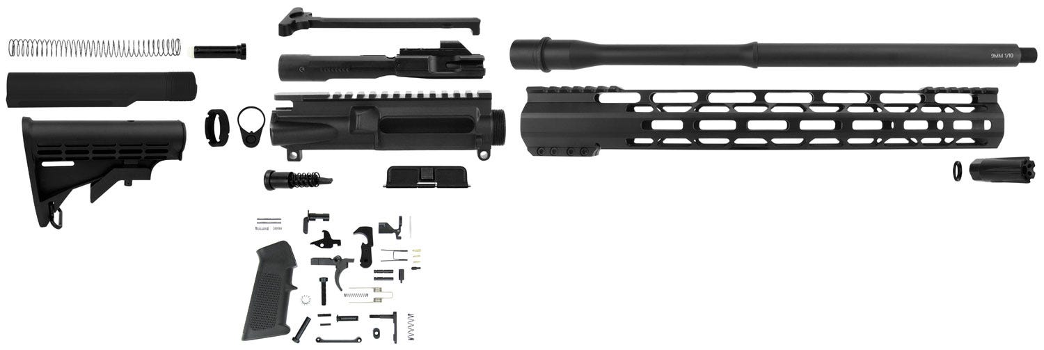 TacFire AR-15 Build Kit Black Nitride 9mm 16" Barrel with A2 Pistol Grip