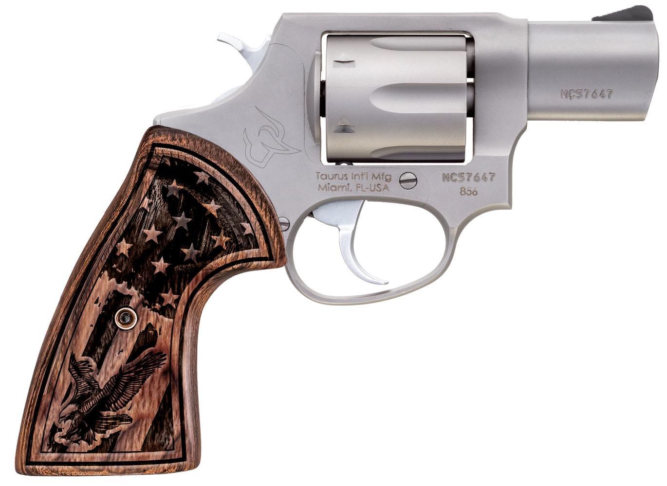 Taurus 856 Stainless / Walnut .38 SPL 2" Barrel 6-Rounds US Flag Grips