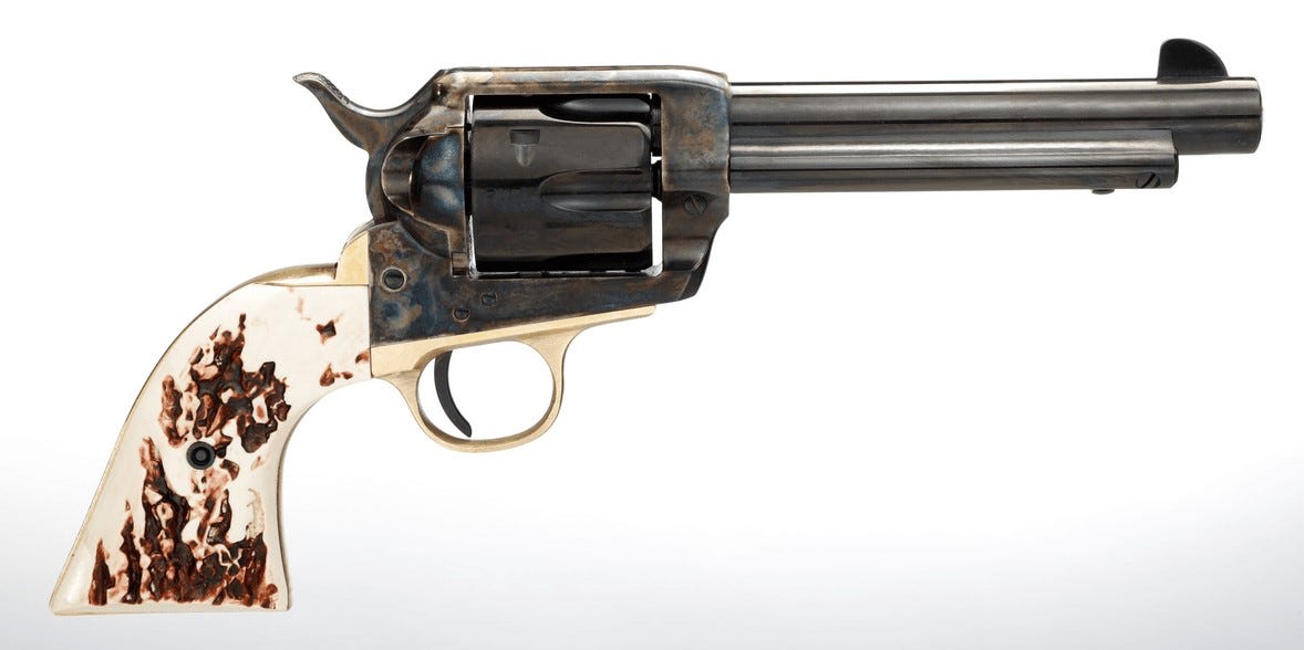 Taylors and Co 1873 Cattleman Case Hardened .357 Mag 5.5" Barrel 6-Rounds Stag Grips