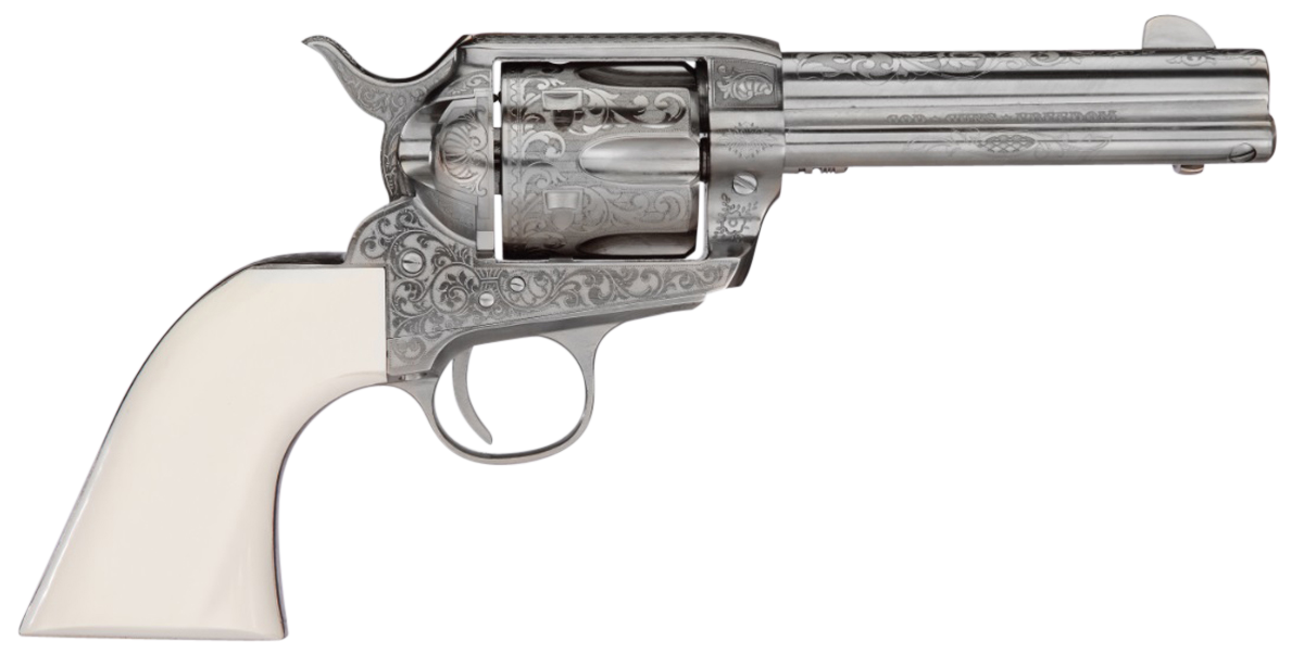 Taylors and Co Outlaw Legacy Engraved Nickel .357 Mag 4.75" Barrel 6-Rounds