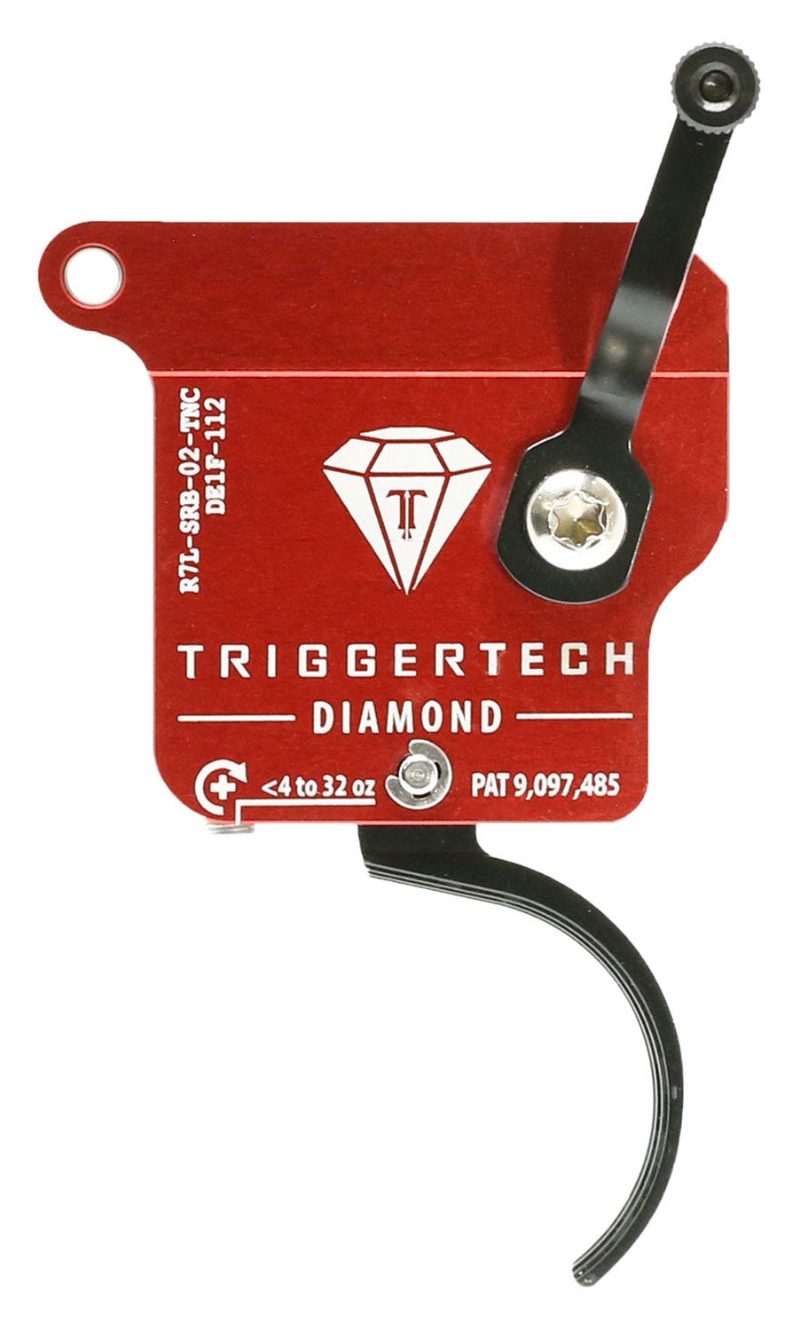 TriggerTech Diamond Trigger Red Left-Hand Traditional Curved for Remington 700