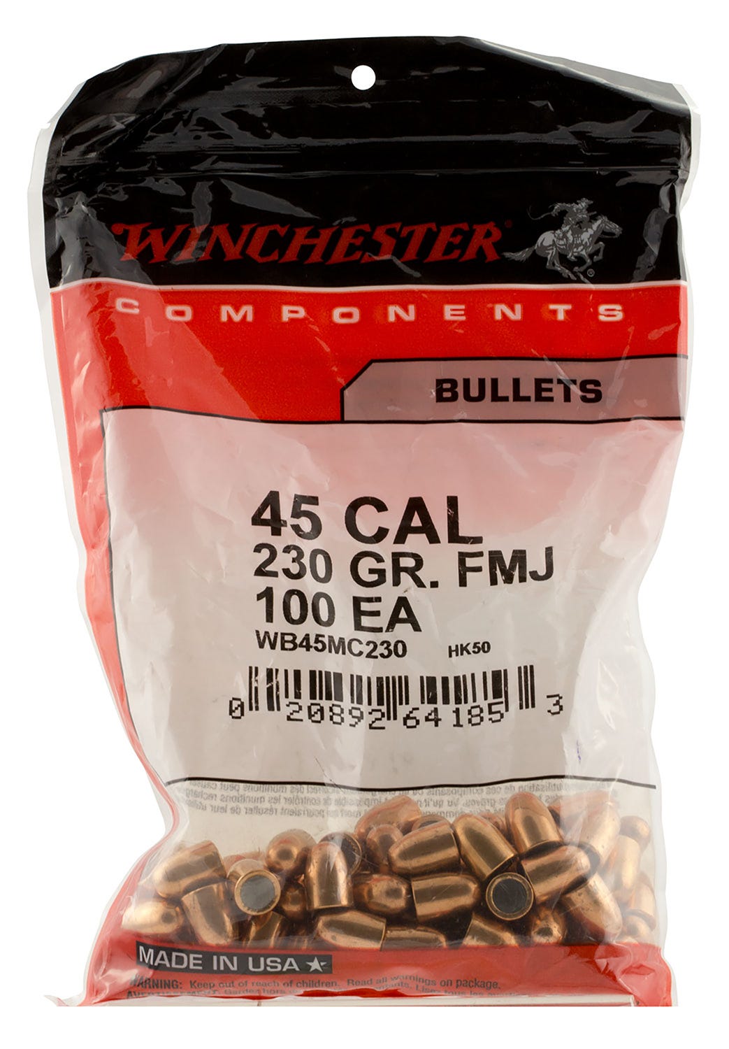 Winchester Centerfire Handgun 45 Caliber 230-Grain 100-Count TCFMJ