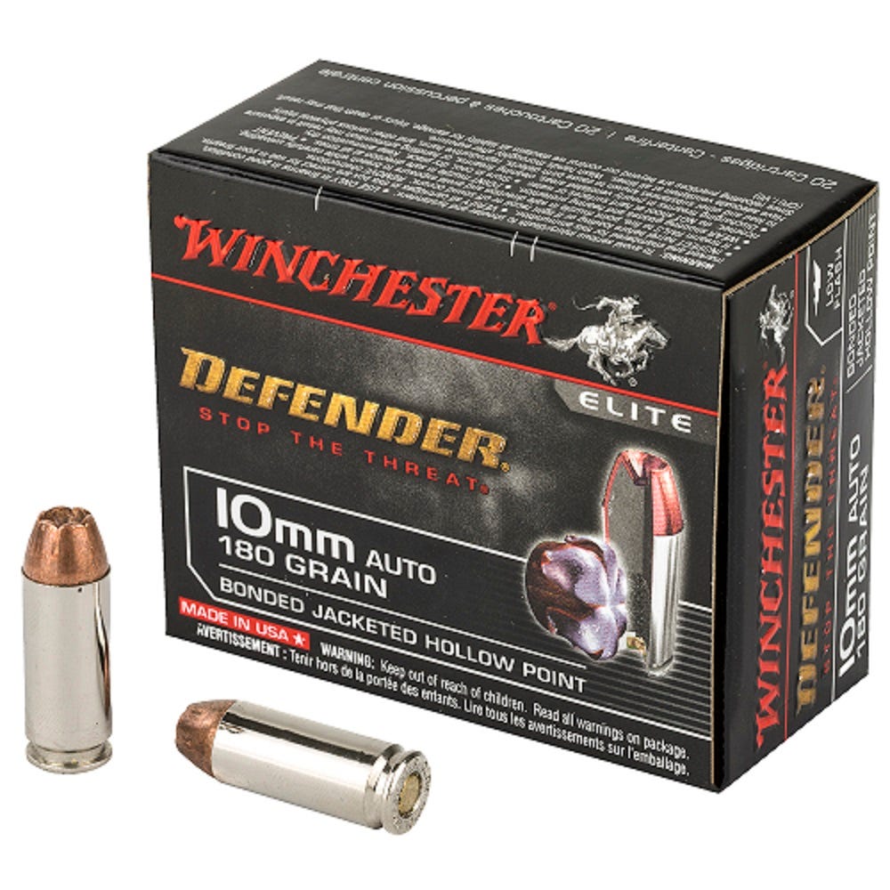 Winchester Defender Brass 10MM 180-Grain 20-Rounds BJHP