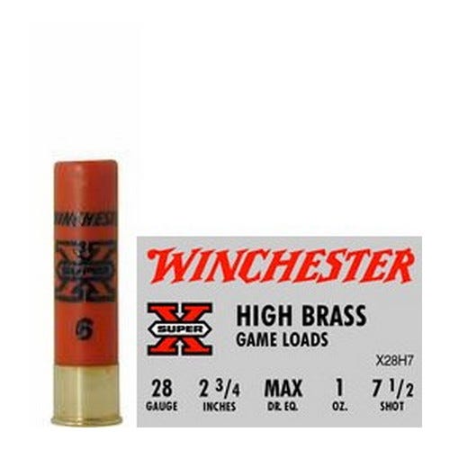 Winchester Super-X High Brass Game Load 28 GA 2.75 Inch 1 oz #7.5 Lead Shot 25Rds