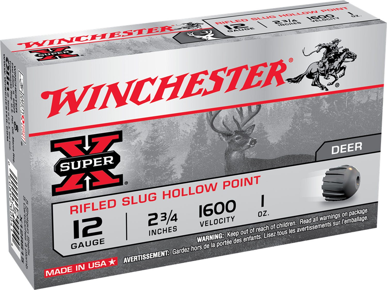 Winchester Super-X 12 GA 1oz Rifled Slug 5-Rounds 2.75"