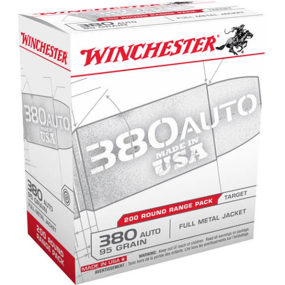 Winchester USA Target Brass .380 ACP 200Rds