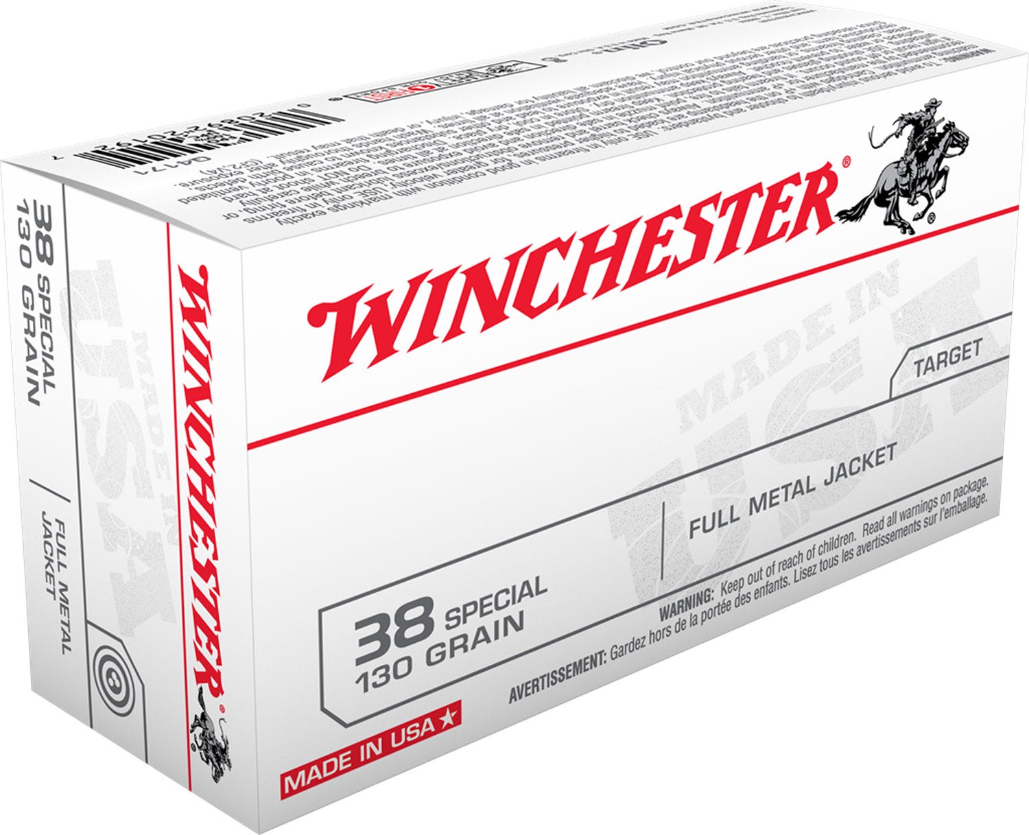 Winchester USA Brass .38 SPL 130-Grain 50-Rounds FMJ