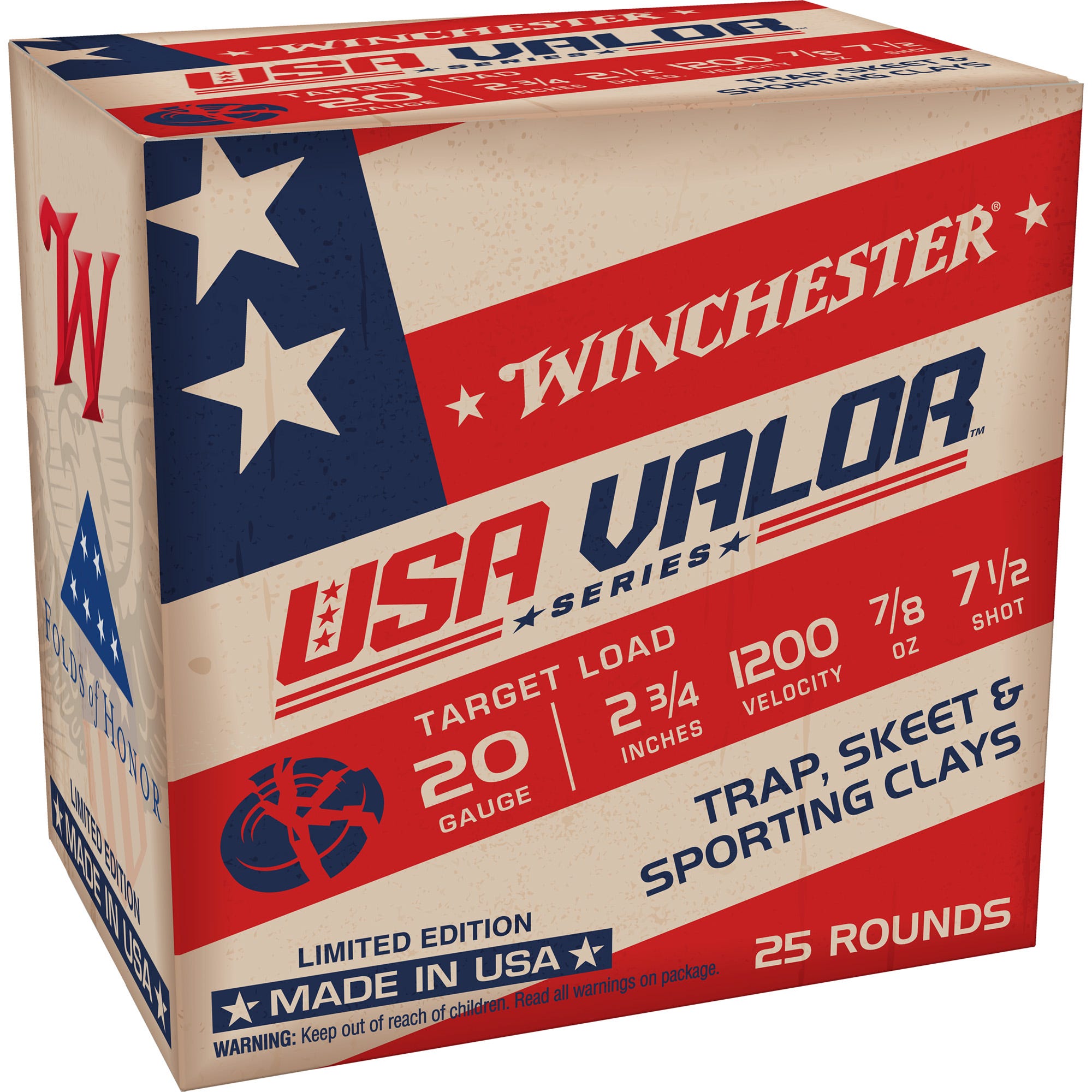 Winchester USA VALOR 20 GA #7.5 Shot 25-Rounds 2.75"