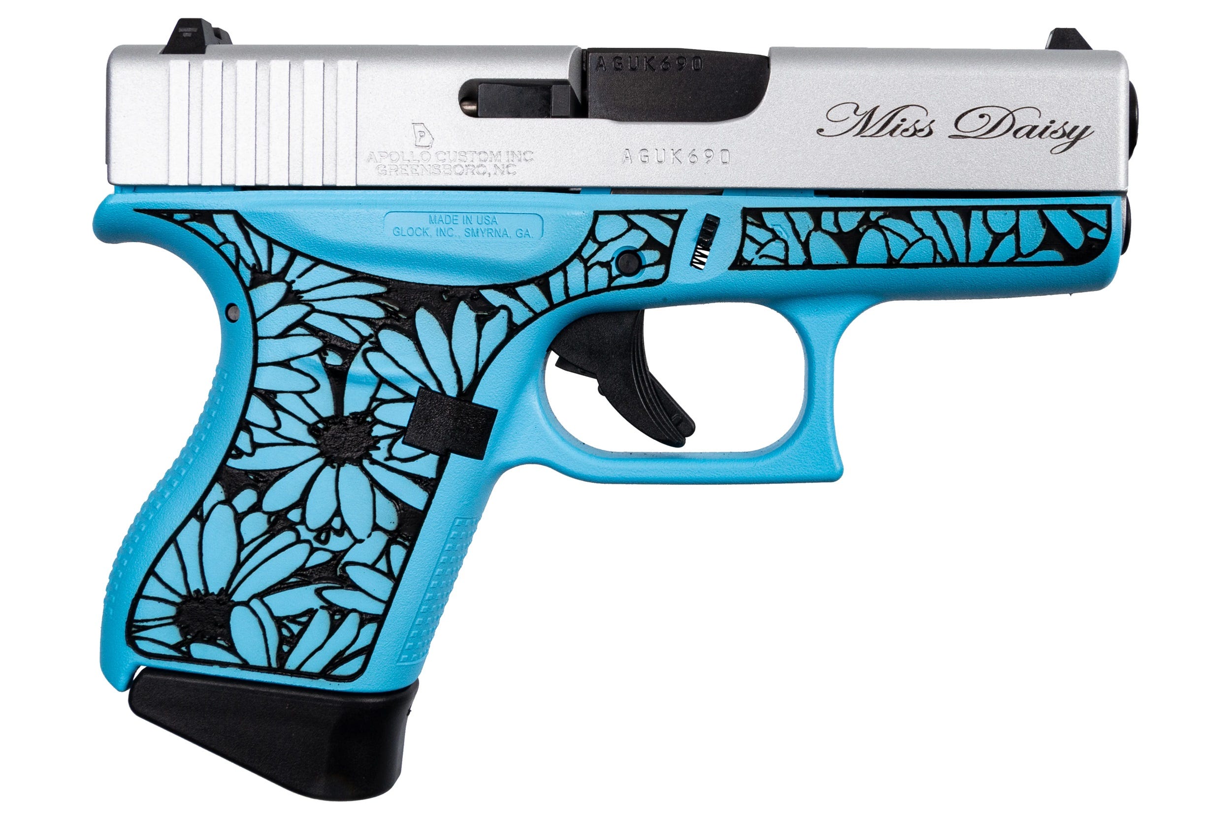 Glock 43 "Miss Daisy" Blue / Silver 9mm 3.4" Barrel 6-Rounds - Image 2