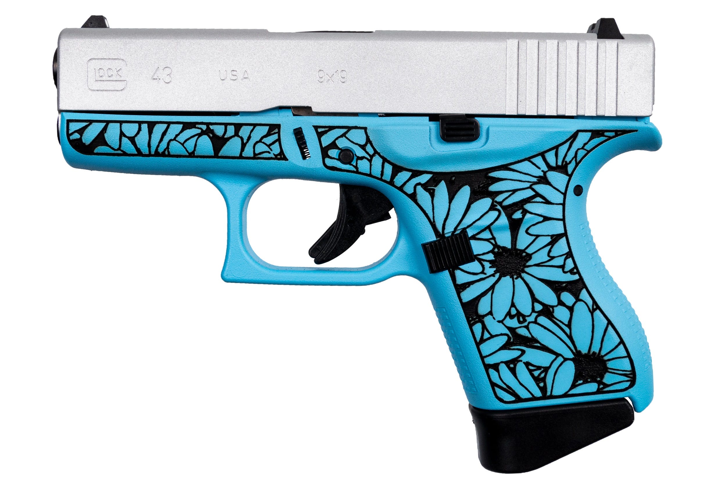 Glock 43 "Miss Daisy" Blue / Silver 9mm 3.4" Barrel 6-Rounds - Image 3