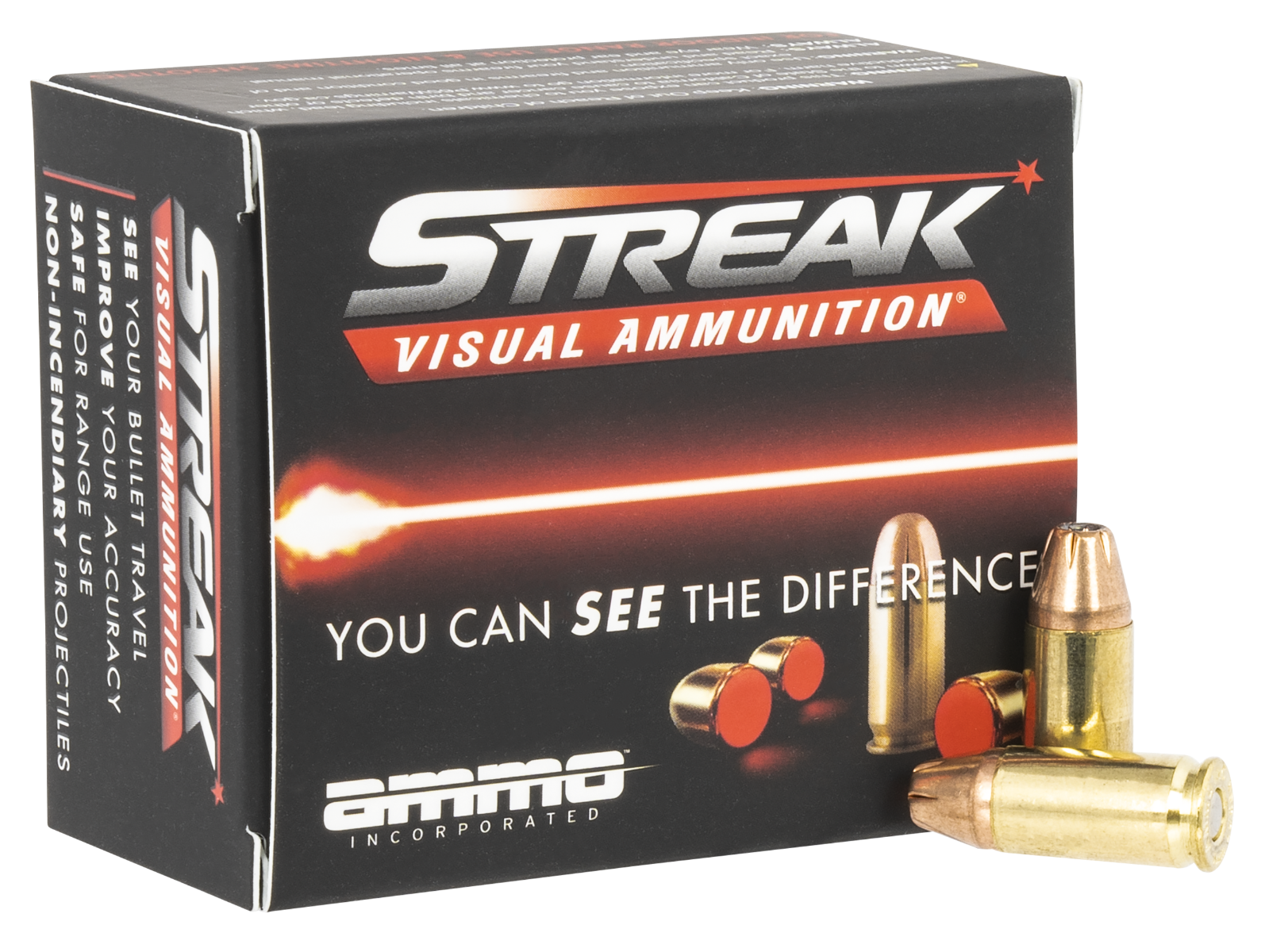 Ammo Inc. Streak Visual Brass 9mm 115-Grain 20-Rounds JHP