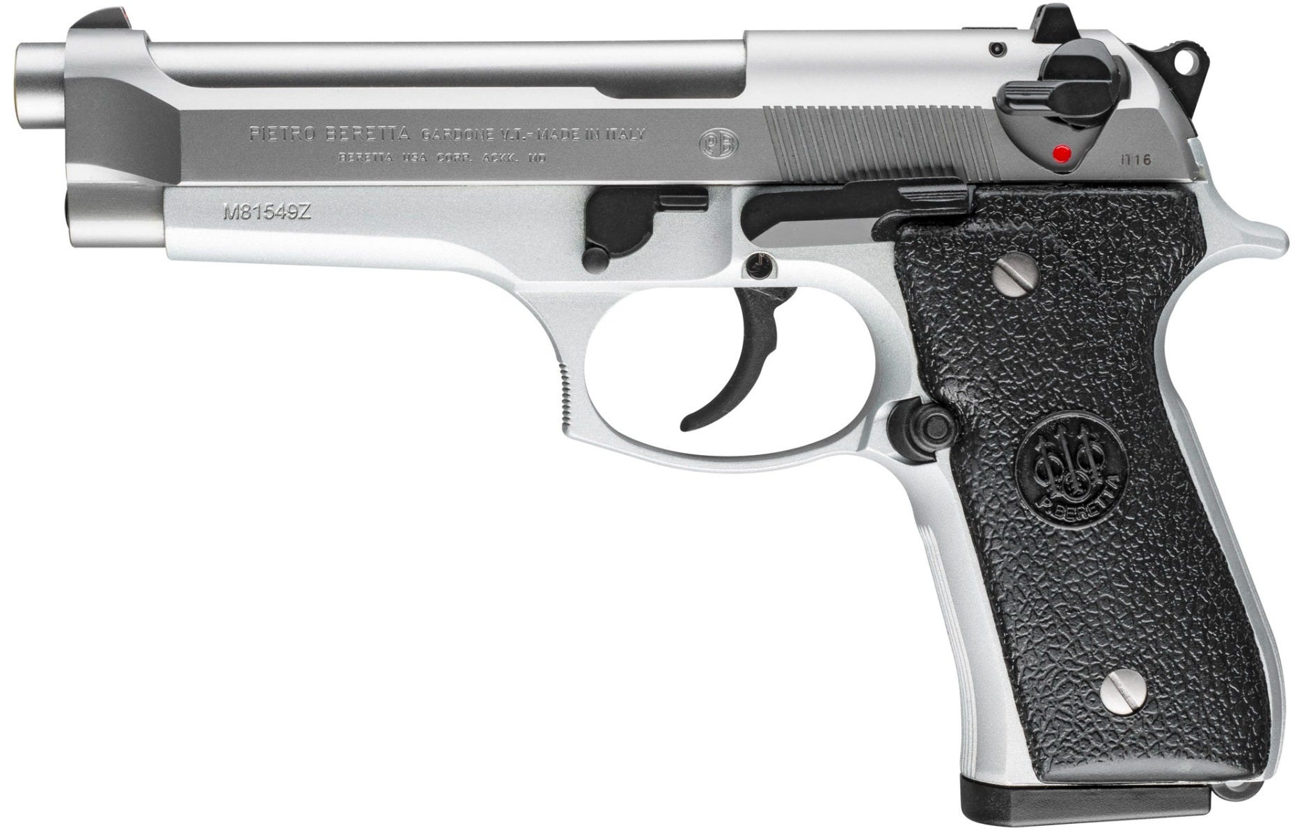 Beretta 92FS Inox Stainless 9mm 4.9" Barrel 15-Rounds Stipled Grips - Image 2