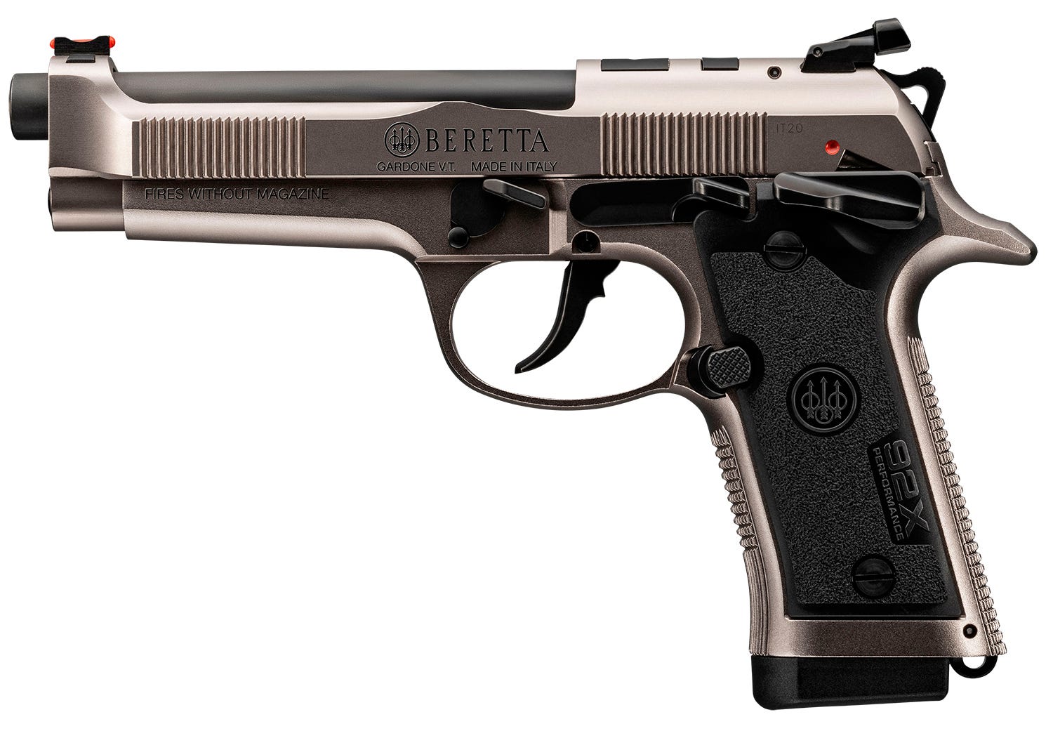 Beretta 92X Performance Defensive Gray 9mm 4.9" Barrel 10-Rounds Fiber Optic Sights - Image 2