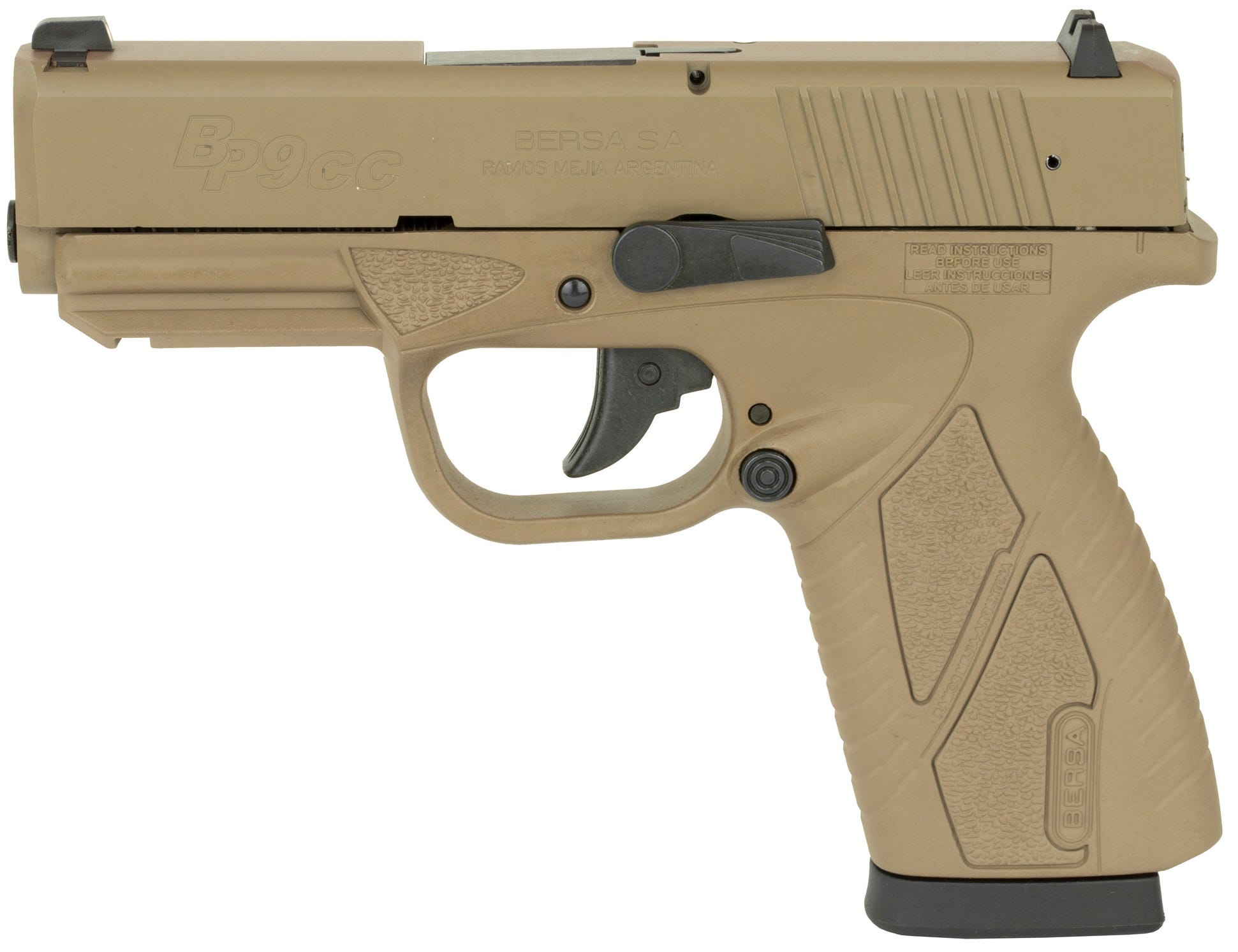 Bersa BPCC Flat Dark Earth 9mm 3.2" Barrel 8-Rounds Fixed Sights - Image 2