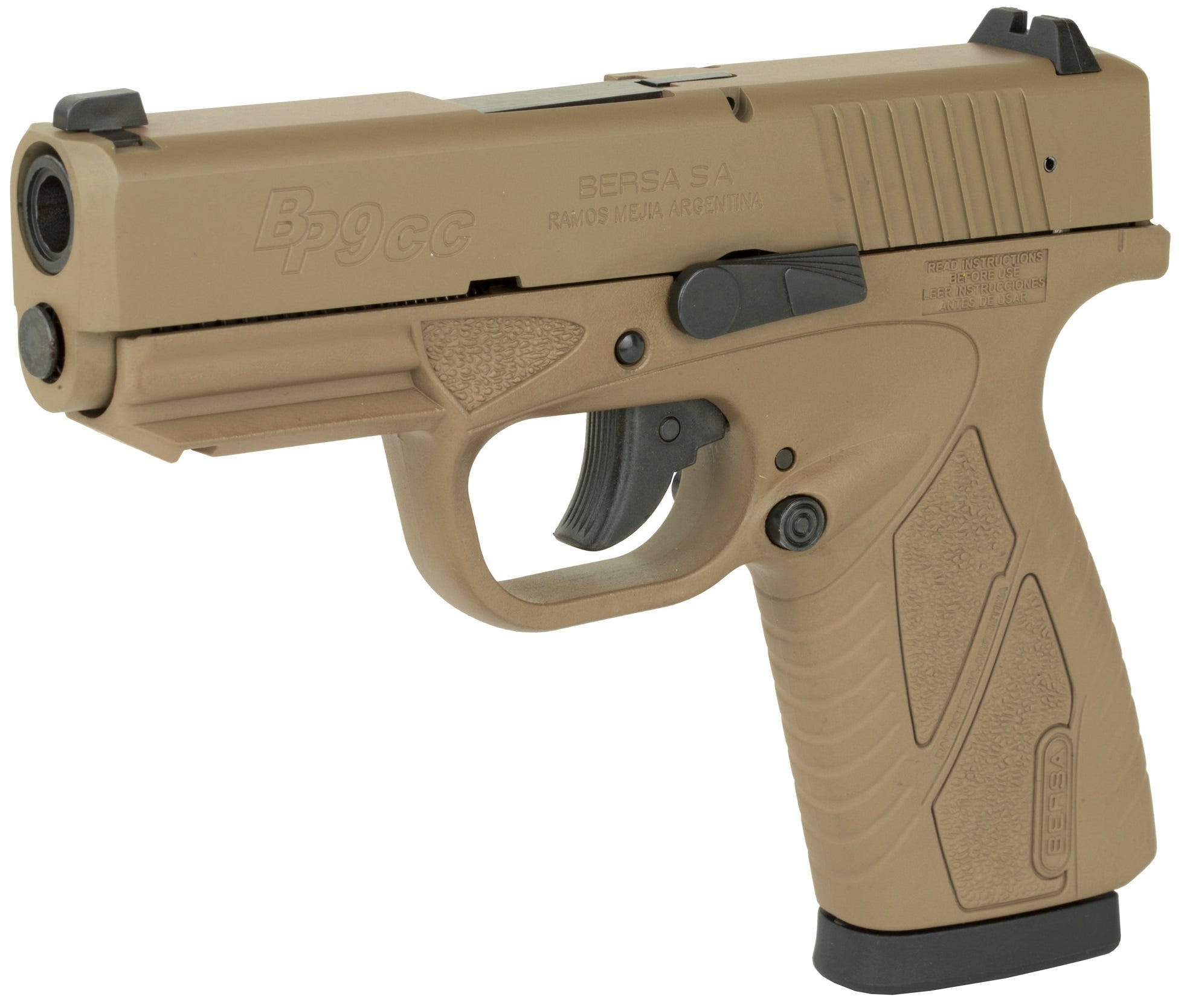Bersa BPCC Flat Dark Earth 9mm 3.2" Barrel 8-Rounds Fixed Sights - Image 3
