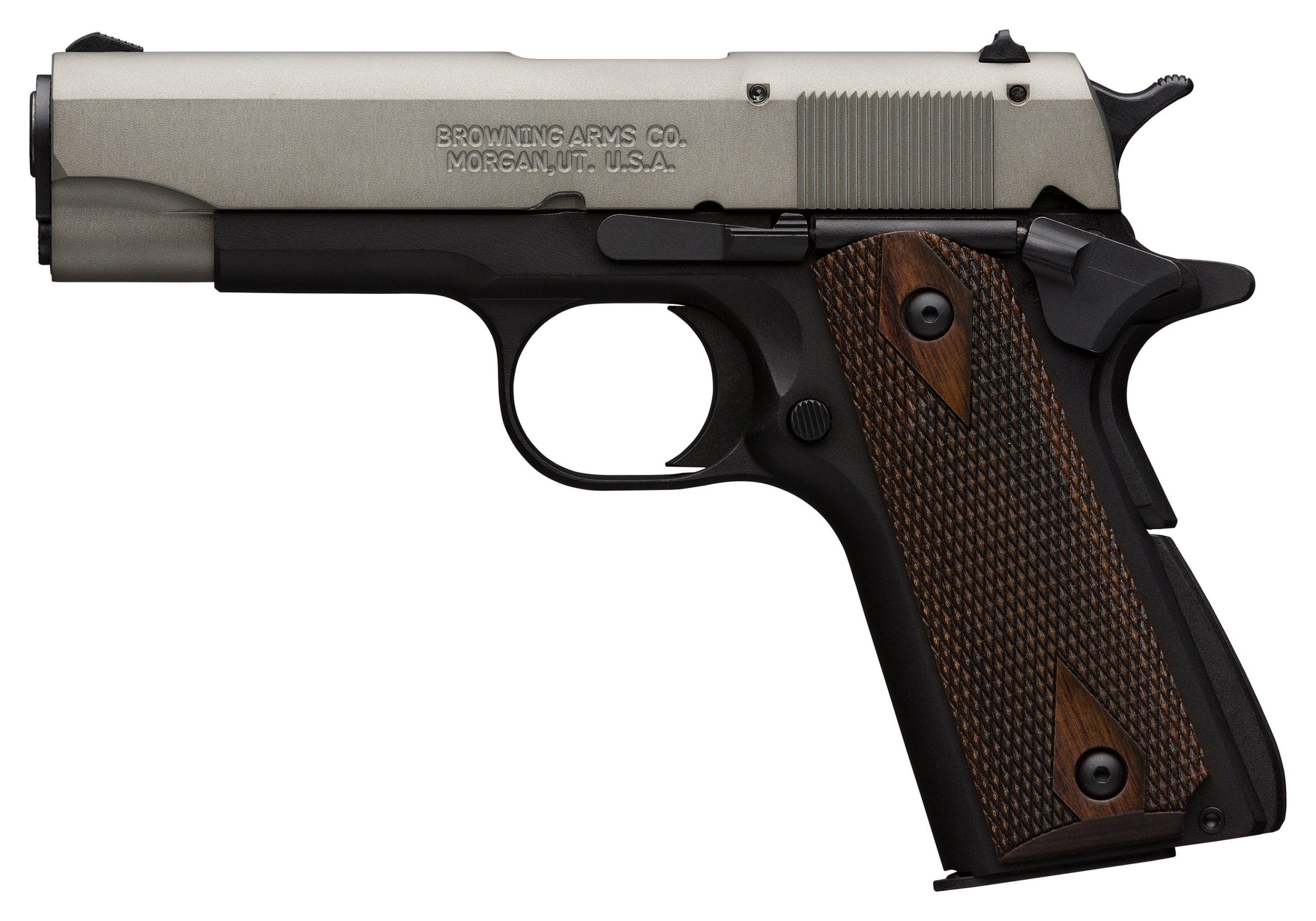 Browning 1911-22 A1 Compact Gray / Black 22 LR 3.625" Barrel 10 Rounds Walnut Grip - Image 2