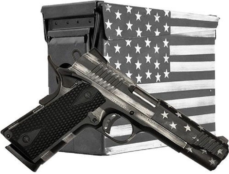 Citadel Firearms M-1911 American Flag Greyscale .45 ACP 5" Barrel 8-Rounds with Ammo Can