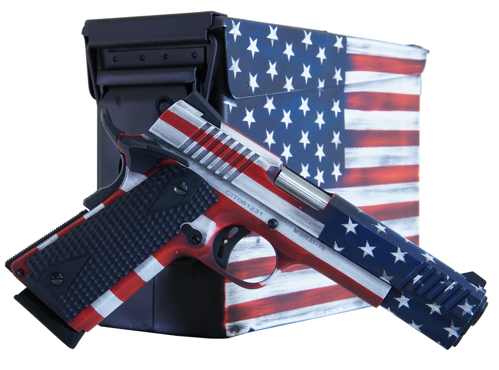 Citadel Firearms M-1911 American Flag .45 ACP 5" Barrel 8-Rounds with Ammo Can