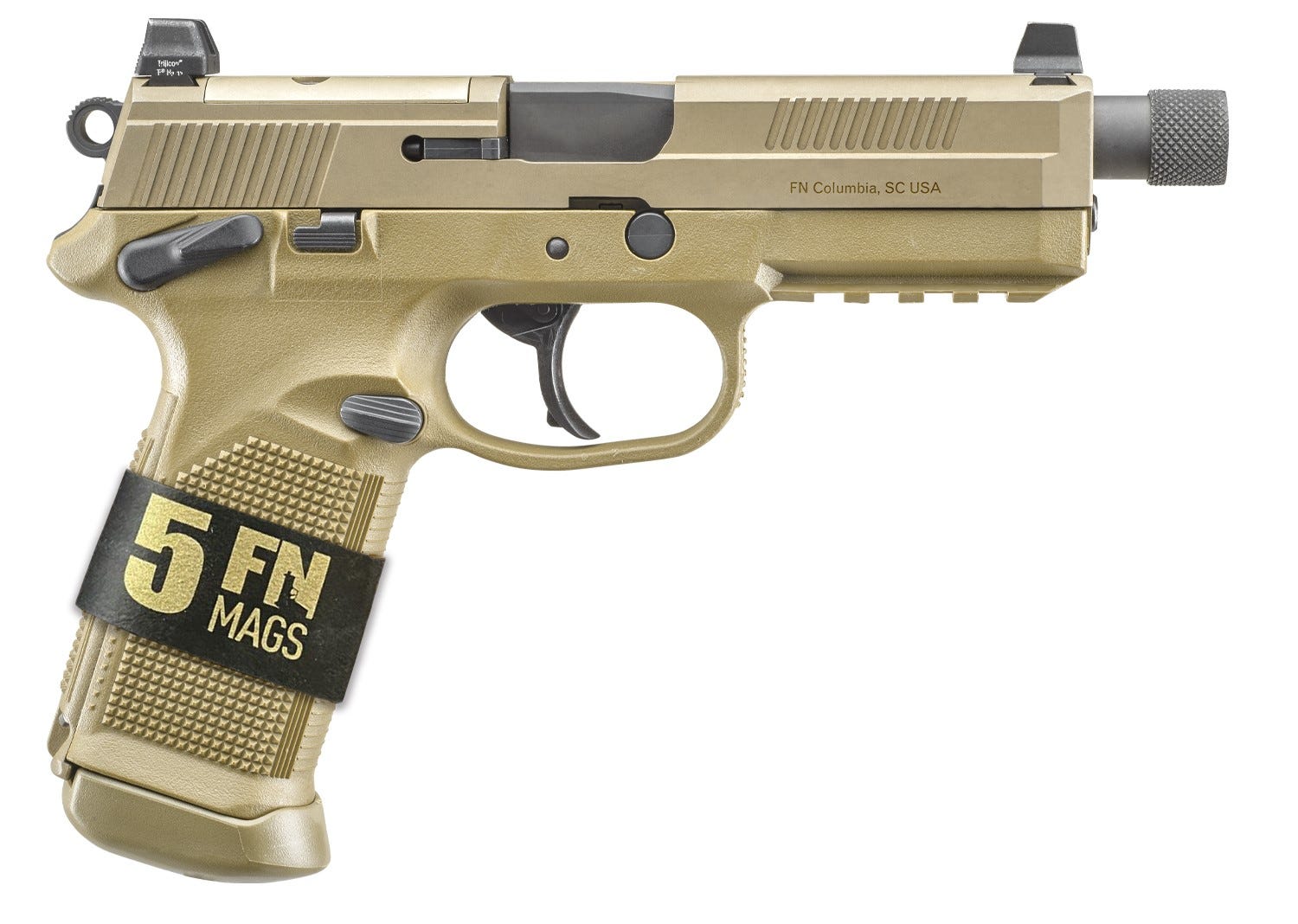 FN FNX Tactical Bundle Flat Dark Earth .45 ACP 5.3" Barrel 10-Rounds 5 Mags - Image 3