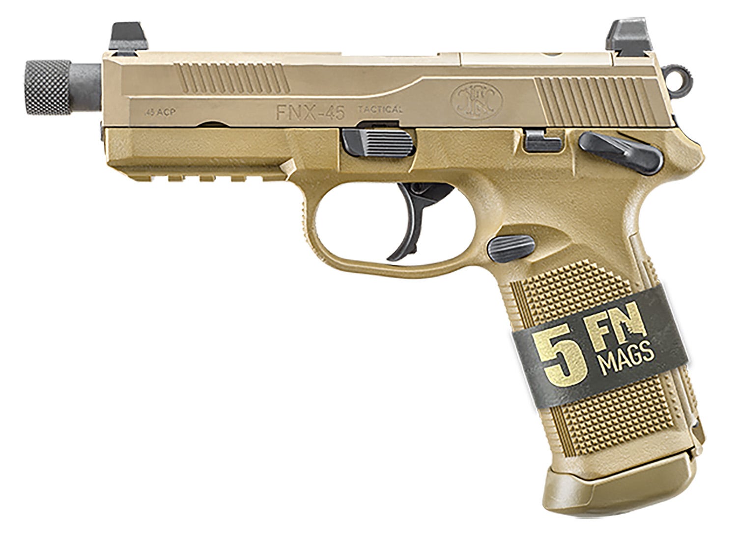 FN FNX-45 Tactical Flat Dark Earth .45 ACP 5.3" Barrel 15-Rounds Bundle - Image 2