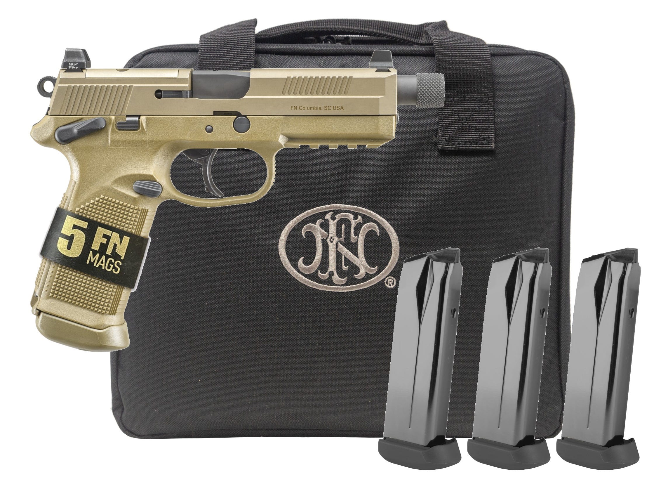 FN FNX Tactical Bundle Flat Dark Earth .45 ACP 5.3" Barrel 10-Rounds 5 Mags - Image 2