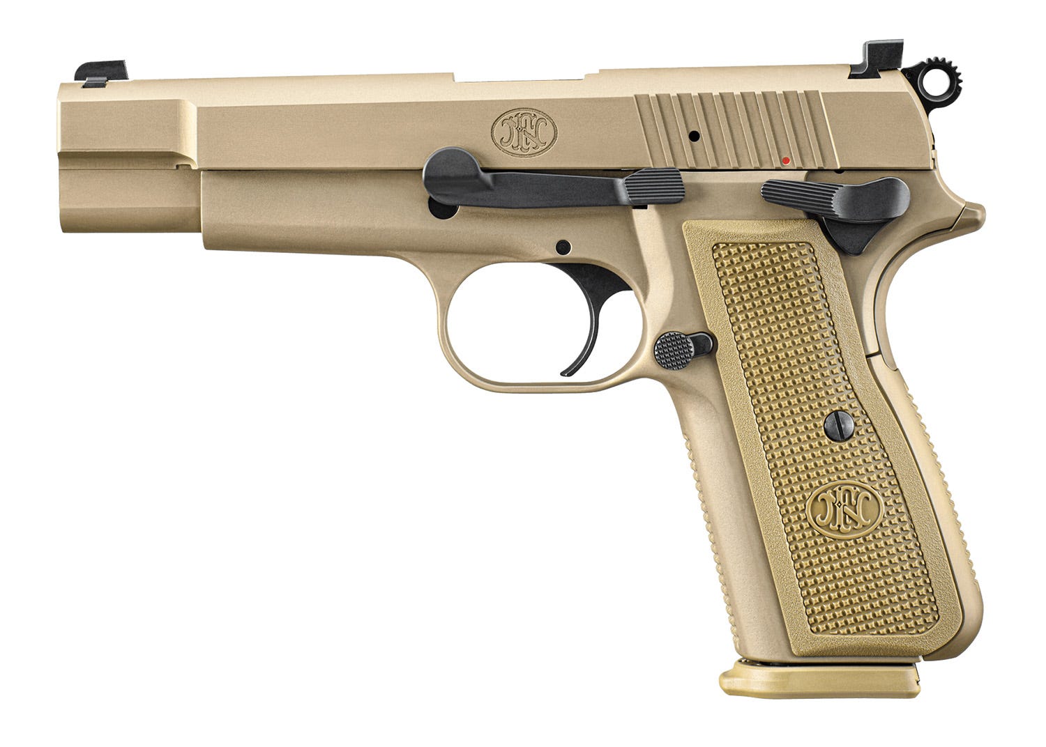 FN High Power Flat Dark Earth 9mm 4.7" Barrel 17-Rounds with Zippered Ballistic Range Bag - Image 2