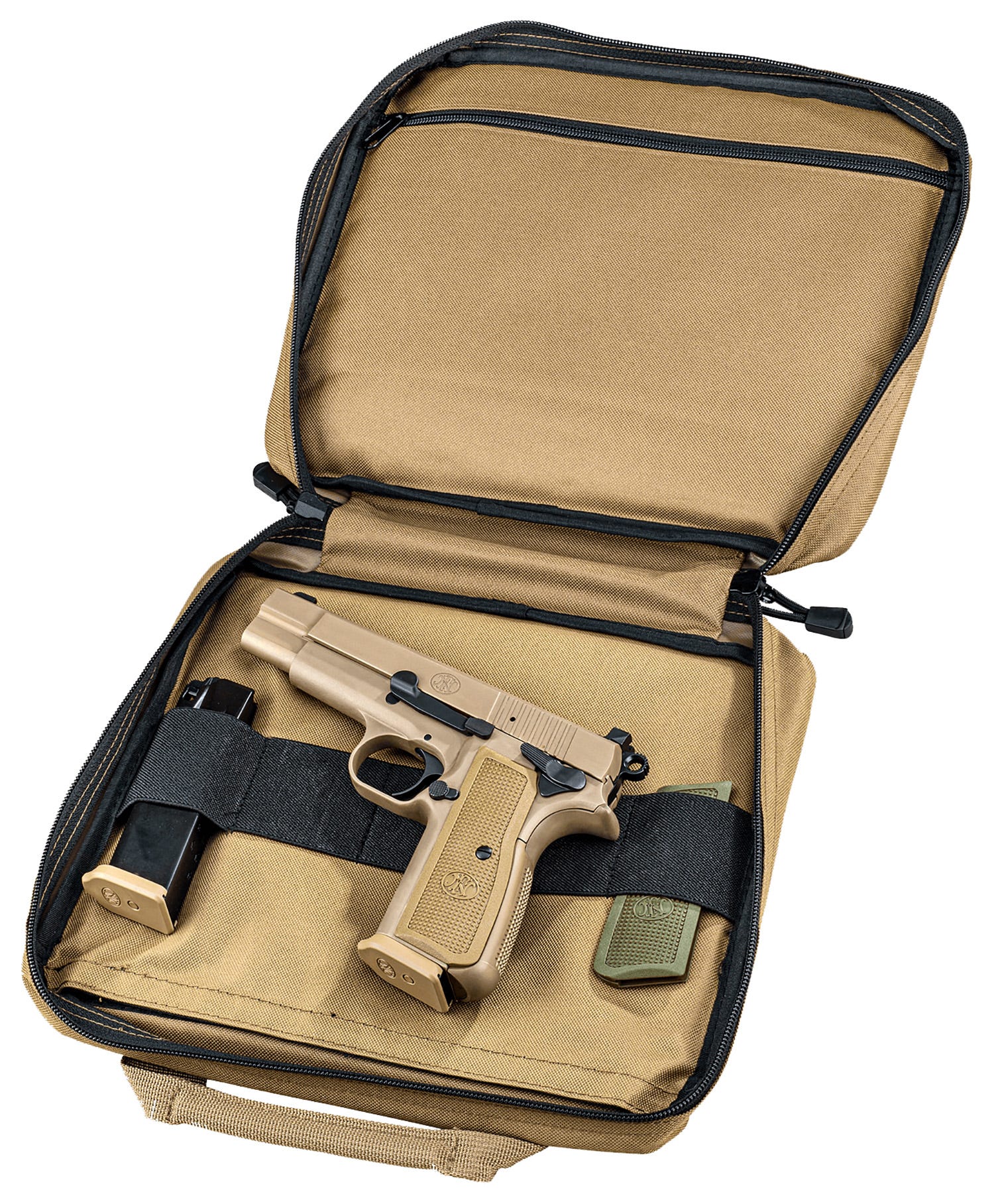 FN High Power Flat Dark Earth 9mm 4.7" Barrel 17-Rounds with Zippered Ballistic Range Bag - Image 3