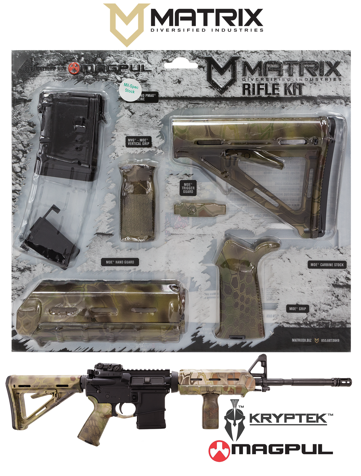 Matrix Diversified Magpul Carbine Accessory Kit Kryptek Mandrake 5.56 NATO 10-Rounds Commercial-Spec